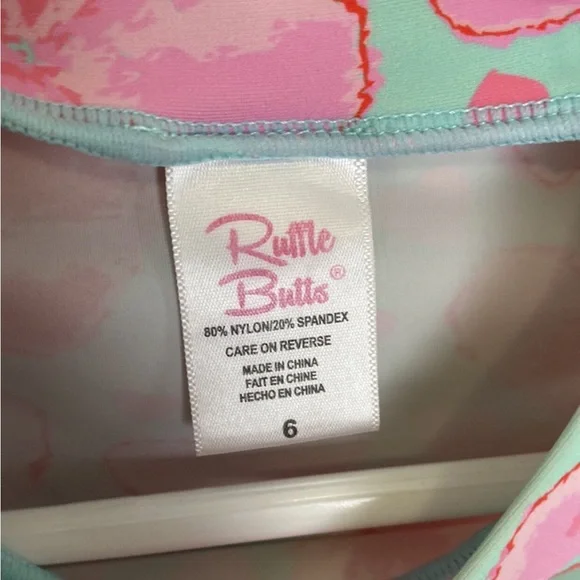 Ruffle Butts Girls Rash Guard Swim Shirt. Size 6 - Picture 2 of 7